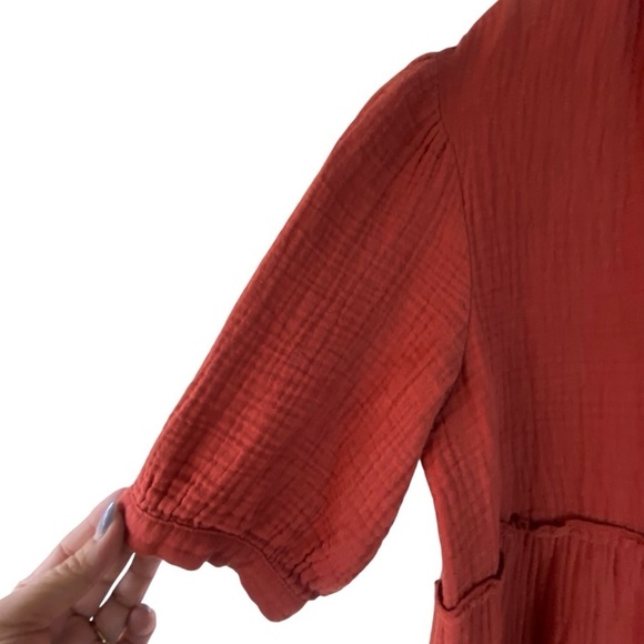 Drew Amber Tiered Cotton Gauze
Half Puff Button Sleeve Mini Sheath Dress SZ S - Picture 8 of 12